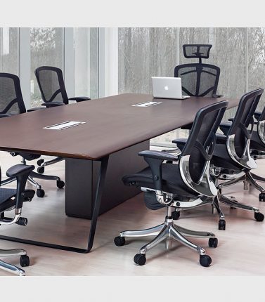 Mesa de reunión moderna de oficina (80x160 cm) en madera (negra) LORENZO