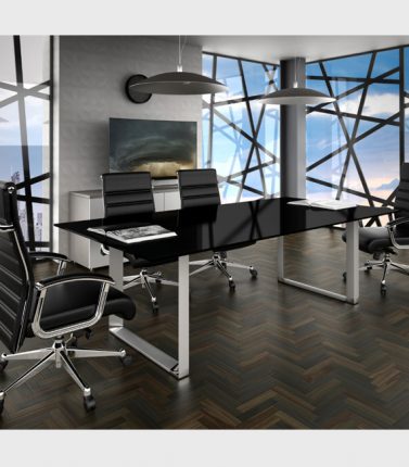 Mesa de oficina con Ala TEMPO, estructura 4 patas regulables en altura,  fondo 80 cm - Mobiocasión